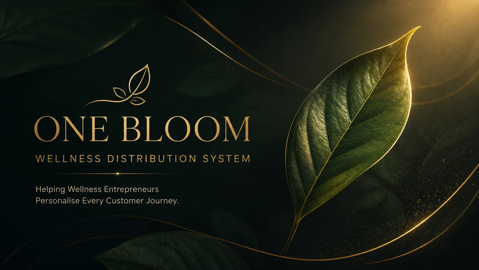 One Bloom wellness distribution system graphic with gold typography and a botanical leaf.